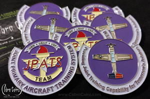 JPATS Joint Primary Aircraft Training System
Custom shaped coin 2D Front and 2D Back Shiny Silver cobra coins cobracoins.com